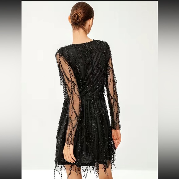 Black with Gold Sequin Mini Dress - Picture 4 of 5